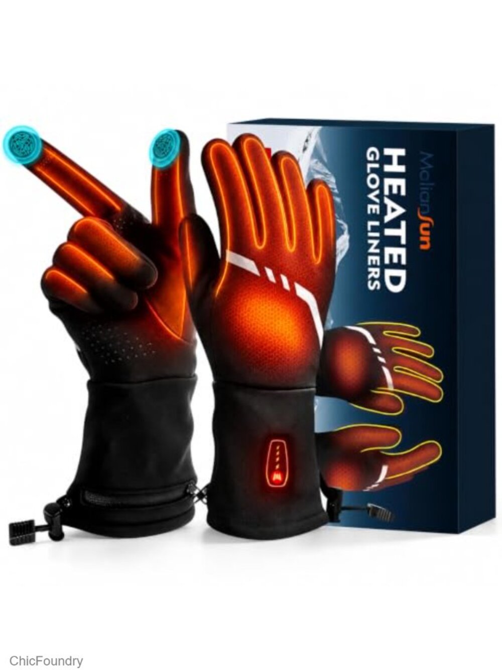 Heated Glove Liners Rechargeable 5 Heat Levels Touchscreen Winter